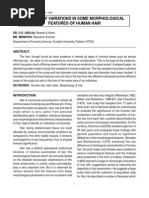 Astudy of Variations in Some Morphological Features of Human Hair