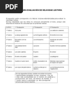 Textos para Evaluar La Velocidad Lectora