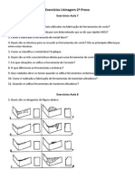 Exercícios Usinagem 2 Prova