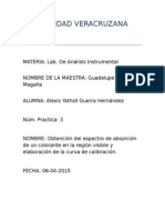 Obtención Del Espectro de Absorción de Un Colorante en La Región Visible y Elaboración de La Curva de Calibración