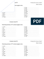 Grammar Quiz Write The Past Form (V 2) of The Irregular Verbs