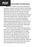 N.W.A.: "Fuck Tha Police" Pre-Class Essay