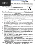 CAPF (AC) Exam - General Ability & Intelligence, 2009 Paper-I