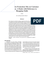 Effects of Sales Promotion Mix On Customer Satisfaction: A Study With Reference To Shopping Malls