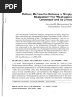 Reform, Reform The Reforms or Simply Regression? The 'Washington Consensus' and Its Critics