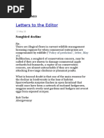 Wildlife Management and Habitat Loss. Times Letter 21.5.15