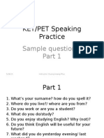 KET/PET Speaking Practice: Sample Questions