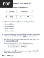 Computer Instruction Set: - An Instruction Has Two Components