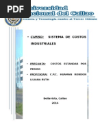 Costos Estandar Por Pedido