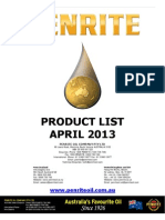 Product List APRIL 2013: Penrite Oil Company Pty LTD