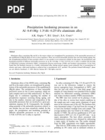 Precipitation Hardening Processes in An Al - 0.4%Mg - 1.3%si - 0.25 Aluminum Alloy