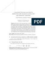 Geometrical Structures Associated To Implicit First Order Dynamical Systems With Some Holonomic Constraints