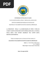 La Percepción Visual y La Disortografía en Niños y Niñas de Cuarto y Quinto Año de Educación General Básica de La Escuela Fiscal Mixta Juan Genaro Jaramillo Del Cantón Quito, Provincia de Pichincha