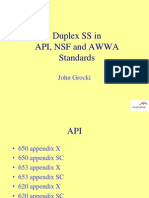 Duplex Ss in API, NSF and Awwa