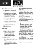 Batman Miniatures Game Quick Reference Sheet