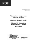 Plantas de Filtracion Rapida Manual IV Operacion, Mantenimiento y Control de Calidad PDF