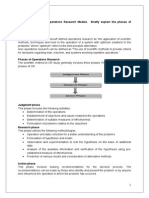 Explain The Types of Operations Research Models. Briefly Explain The Phases of Operations Research. Answer Operations Research