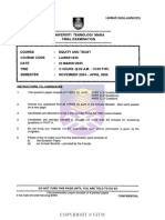 Unlversltl Teknologi Mara Final Examination:: Equity: LAW5011233: 23 MARCH 2005: 3 HOURS (9.00 A.M