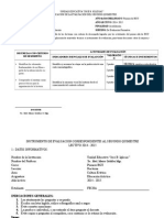 Plan de Evaluación - Educacion Artistica Primero Bgu Segundo Parcial