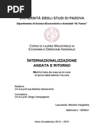 Internazionalizzazione Andata e Ritorno - Mappatura Ed Analisi Di Casi Di Back-Reshoring Italiani