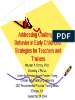 Addressing Challenging Behaviour in Preschool