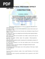 Hydrostatic Pressure Effect On Dam Construction