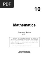 Math 10 Learning Module