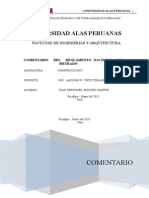 Comentario y Conclusiones Del Reglamento Nacional de Edificaciones