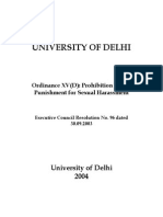 Ordinance XV-D Delhi University - Prohibition of and Punishment For Sexual Harassment