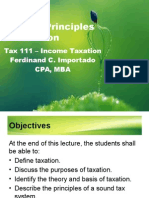 General Principles of Taxation: Tax 111 - Income Taxation Ferdinand C. Importado Cpa, Mba