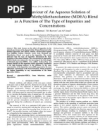 Foam Behaviour of An Aqueous Solution of Piperazine Nmethyldiethanolamine Mdea Blend As A Function of The Type of Impurities and Concentrations