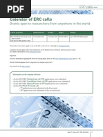 ERC Newsletter June 2015 - Calendar of ERC Calls