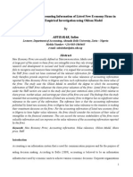 Value Relevance of Accounting Information of Listed New Economy Firms in Nigeria-An Empirical Investigation Using Ohlson Model