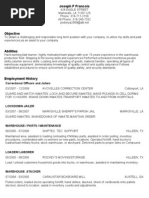 Resume of Joetonya2009