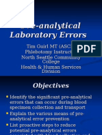 Pre-Analytical Laboratory Errors