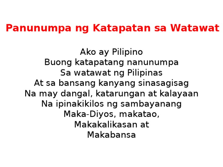 Panunumpa Ng Katapatan Sa Watawat Ng Pilipinas Philip - vrogue.co