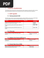 Customer Questionnaire - SAP HANA