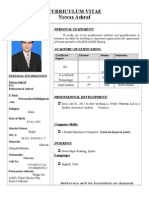 Curriculum Vitae Nawaz Ashraf: Personal Statement