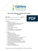 Speech and Language Developmental Checklist