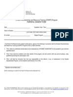 Student Assistantship and Resource Training (Start) Program Parental Consent Form