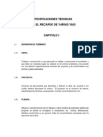 Especificaciones Tecnicas para El Recapeo de Varias Vias