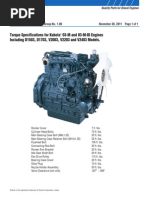 Torque Specifications For Kubota 03-M and 03-M-DI Engines Including D1503, D1703, V2003, V2203 and V2403 Models