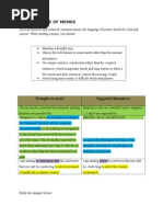 The Language of Memos: Examples To Avoid Suggested Alternatives