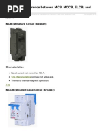 Difference Between MCB, MCCB, ELCB, and RCCB