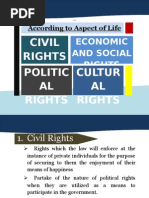 According To Aspect of Life: Civil Rights Politic AL Rights Cultur AL Rights