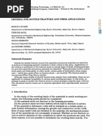 Criteria For Ductile Fracture and Their Applications