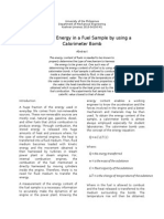 Amount of Energy in A Fuel Sample by Using A Calorimeter Bomb