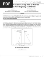 Analysis of Concrete Gravity Dam by 3D Solid Element Modeling Using STAAD. Pro