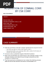 Acquisition of Conrail Corp. by CSX Corp.: M&A Assignment