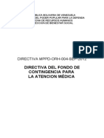 Directiva Mppd-Orh-004-Sep-2012 Del Fondo de Contingencia para Atencion Medica